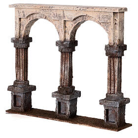 Colonnade 2 arches wooden base, 10 cm nativity scene