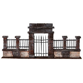 Half-open gate with low wall for Nativity Scene with 10 cm characters