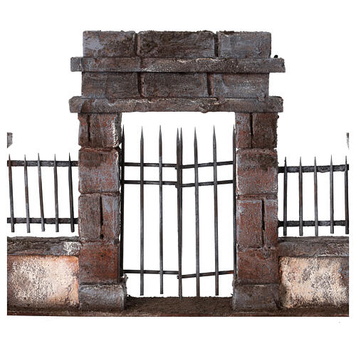 Half-open gate with low wall for Nativity Scene with 10 cm characters 2