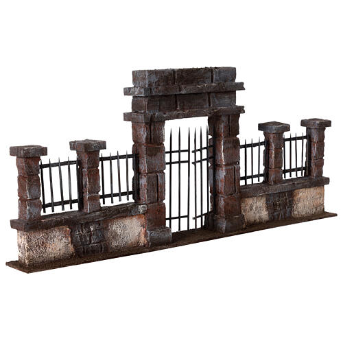 Half-open gate with low wall for Nativity Scene with 10 cm characters 4