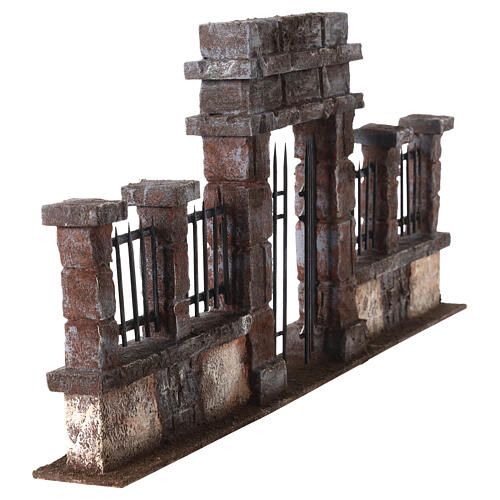 Half-open gate with low wall for Nativity Scene with 10 cm characters 5
