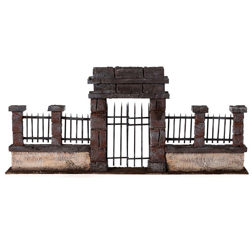 Half-open gate with low wall for Nativity Scene with 10 cm characters 6