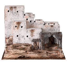 Häusergruppe in Weiß, orientalischer Stil – für 10–12 cm Krippe