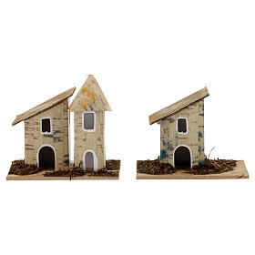 Houses for Nativity Scene with 12 cm characters, set of 6, 8x8x5 cm