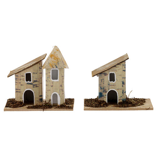 Houses for Nativity Scene with 12 cm characters, set of 6, 8x8x5 cm 2