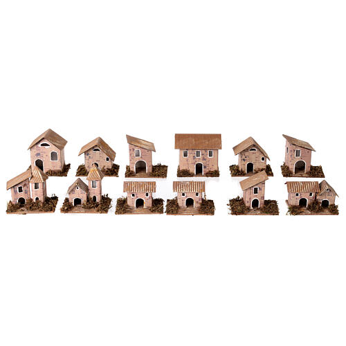 Conjunto 12 casas para presépio com figuras de 12 cm 8x8x5 cm 1