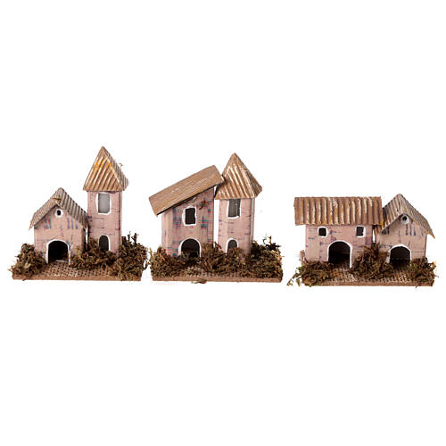 Conjunto 12 casas para presépio com figuras de 12 cm 8x8x5 cm 9