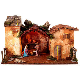 Stable for Nativity Scene with 10 cm characters and lights 25x50x30 cm