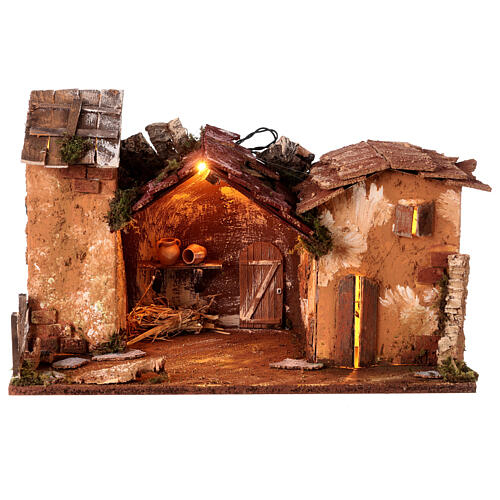 Capanna Natività luci presepe 10cm 25x50x30cm 1