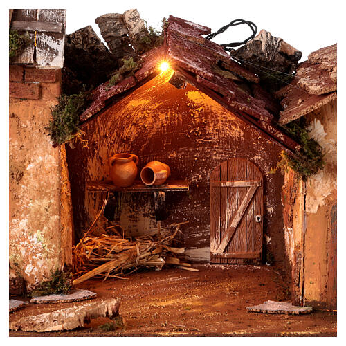 Nativity stable with lights for nativity scene 10cm 25x50x30cm 2