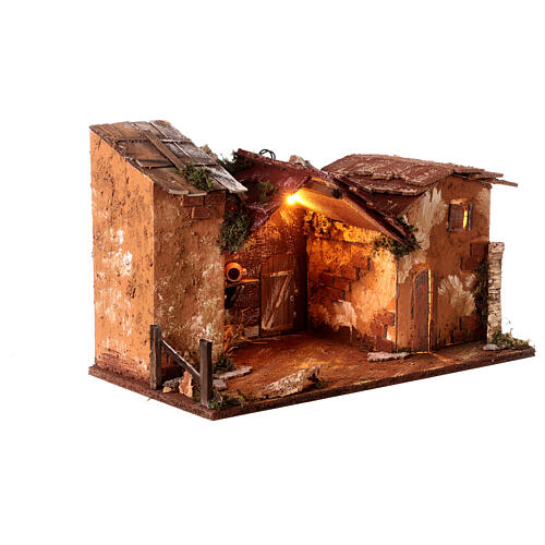 Nativity stable with lights for nativity scene 10cm 25x50x30cm 4