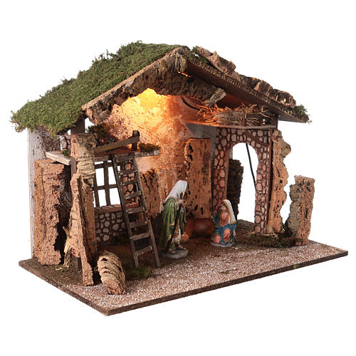 Stable with hayloft and lights for Nativity Scene with 20 cm characters 45x60x35cm cm 5