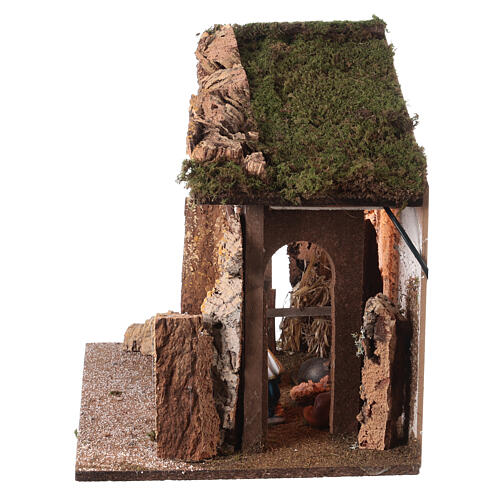 Stable with hayloft and lights for Nativity Scene with 20 cm characters 45x60x35cm cm 8