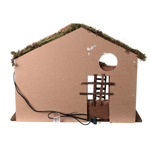 Stable with hayloft and lights for Nativity Scene with 20 cm characters 45x60x35cm cm 9