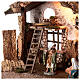 Lighted Stable with hay for nativity scene 20cm 45x60x35cm s4