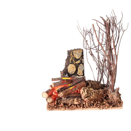 Firecamp with flame-effect light for Nativity Scene with 8 cm characters 12x10x6 cm 1