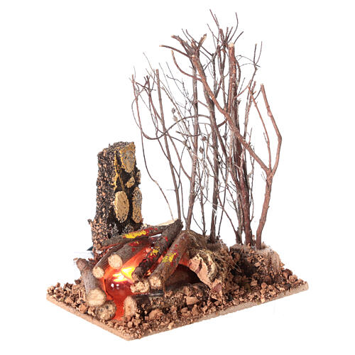 Firecamp with flame-effect light for Nativity Scene with 8 cm characters 12x10x6 cm 3