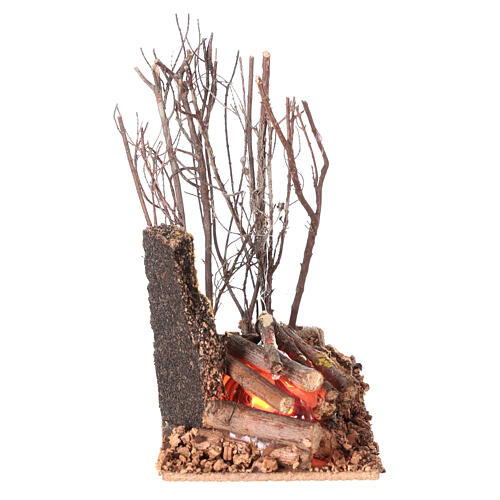 Firecamp with flame-effect light for Nativity Scene with 8 cm characters 12x10x6 cm 4