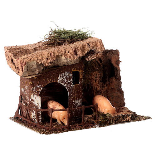 Recinto maiali presepe 10 cm 10x15x10 cm 3