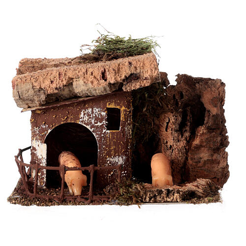 Pig pen figurine, 10x15x10 cm nativity scene 1