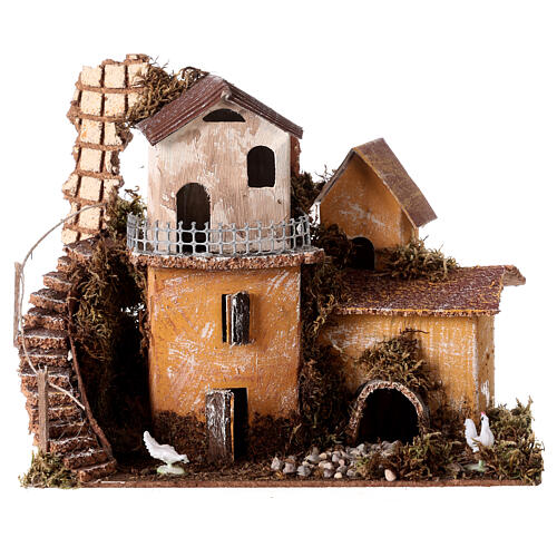 Fermette deux étages 20x20x15 cm crèche 4 cm 1