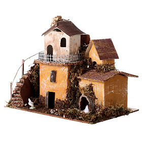Casolare a due piani presepe 4 cm 20x20x15 cm