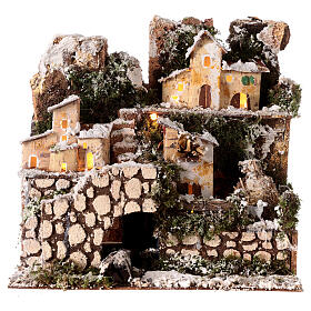 Wielopoziomowa zabudowa w śniegu, z oświetleniem, 25x25x20 cm