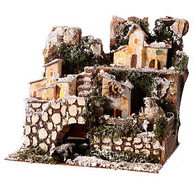 Wielopoziomowa zabudowa w śniegu, z oświetleniem, 25x25x20 cm