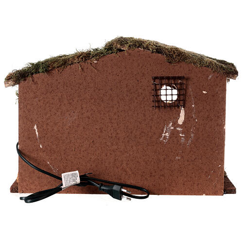 Stable with light for 12 cm Nativity Scene 30x45x20 cm 4