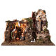 Cabane Nativité avec moulin et éclairage 45x60x35 cm crèche 16 cm s1