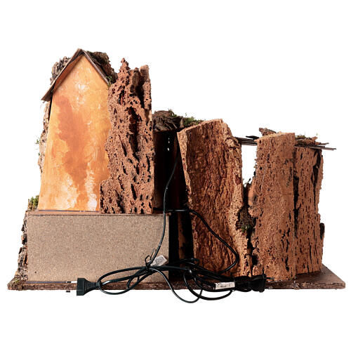 Cabana Natividade moinho luzes 45x60x35 cm para presépio de 16 cm 4