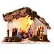 Cabane Nativité murs effet crépi et éclairage 30x35x20 cm pour crèche 10 cm s1