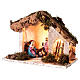 Cabane Nativité murs effet crépi et éclairage 30x35x20 cm pour crèche 10 cm s2