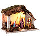 Cabane Nativité murs effet crépi et éclairage 30x35x20 cm pour crèche 10 cm s3