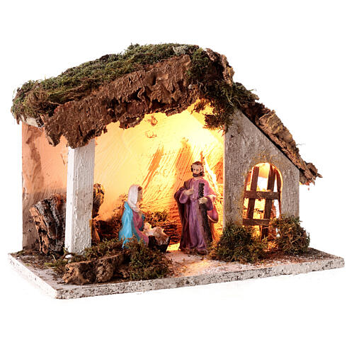 Capanna Natività luci portone presepe 10 cm 30x35x20 cm 3