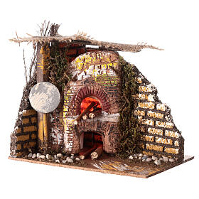 Oven with flame-effect light for 8 cm Nativity Scene 15x15x10 cm