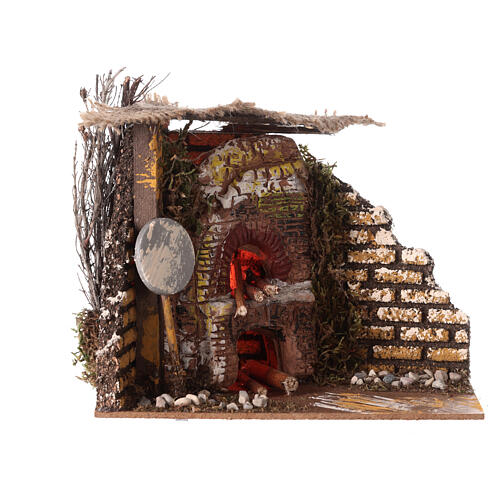 Oven with flame-effect light for 8 cm Nativity Scene 15x15x10 cm 1