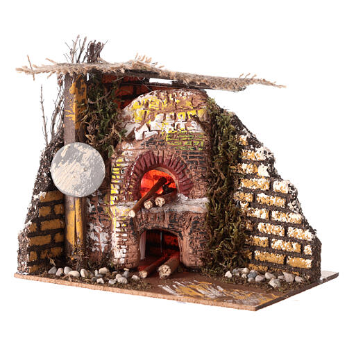 Oven with flame-effect light for 8 cm Nativity Scene 15x15x10 cm 2