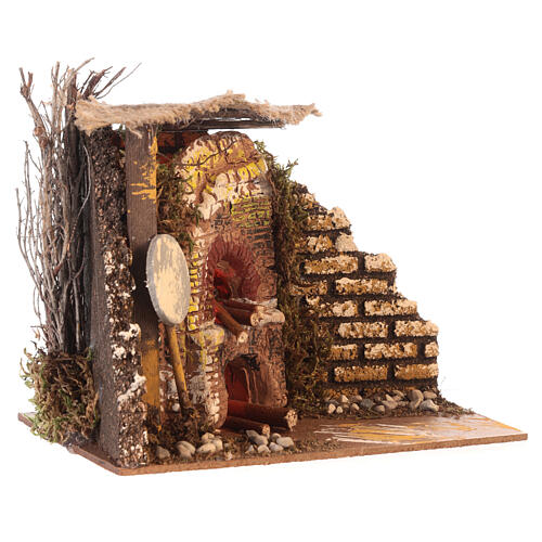 Oven with flame-effect light for 8 cm Nativity Scene 15x15x10 cm 3