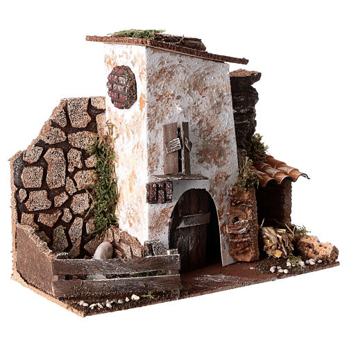 Farmhouse with classic enclosure for nativity scenes 6 cm 20x30x15 3