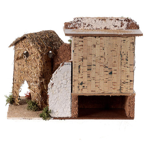 Haus mit Bogentreppe Holzfiguren 4-5cm, 15x20x15 cm 4