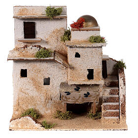 Arabic setting with houses, golden dome and stairs for 4 cm Nativity Scene 20x20x15 cm