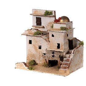 Arabic setting with houses, golden dome and stairs for 4 cm Nativity Scene 20x20x15 cm