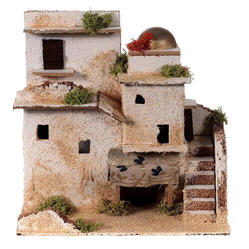 Arabic setting with houses, golden dome and stairs for 4 cm Nativity Scene 20x20x15 cm 1