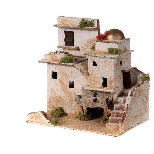 Arabic setting with houses, golden dome and stairs for 4 cm Nativity Scene 20x20x15 cm 2