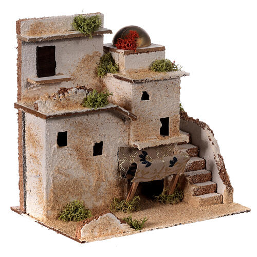 Arabic setting with houses, golden dome and stairs for 4 cm Nativity Scene 20x20x15 cm 3