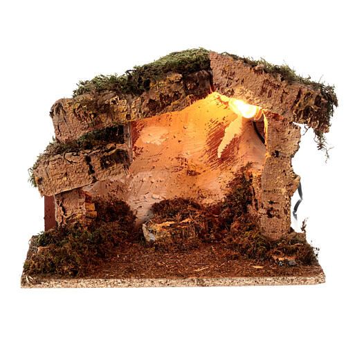 Illuminated Nativity stable with 10 cm characters 25x30x20 cm 4