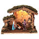 Illuminated Nativity stable with 10 cm characters 25x30x20 cm s1