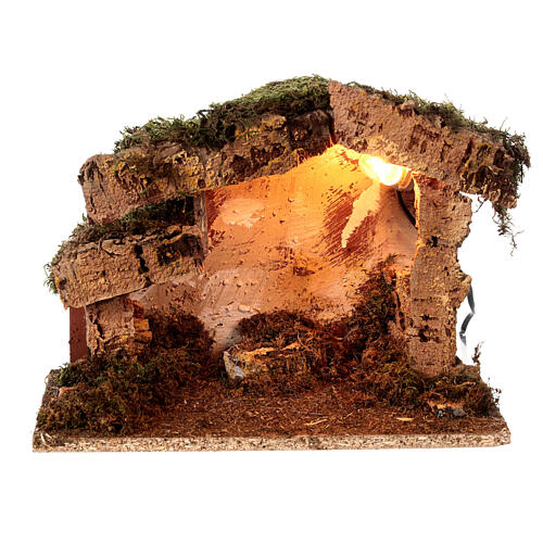 Cabaña belén Natividad 10 cm iluminada 25x30x20 4