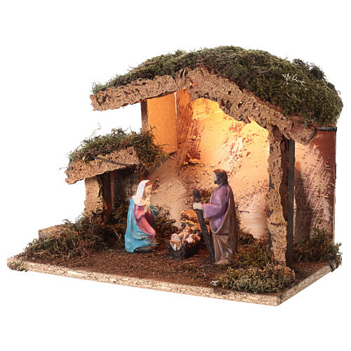 Cabane Nativité pour crèche de 10 cm éclairée 25x30x20 cm 2